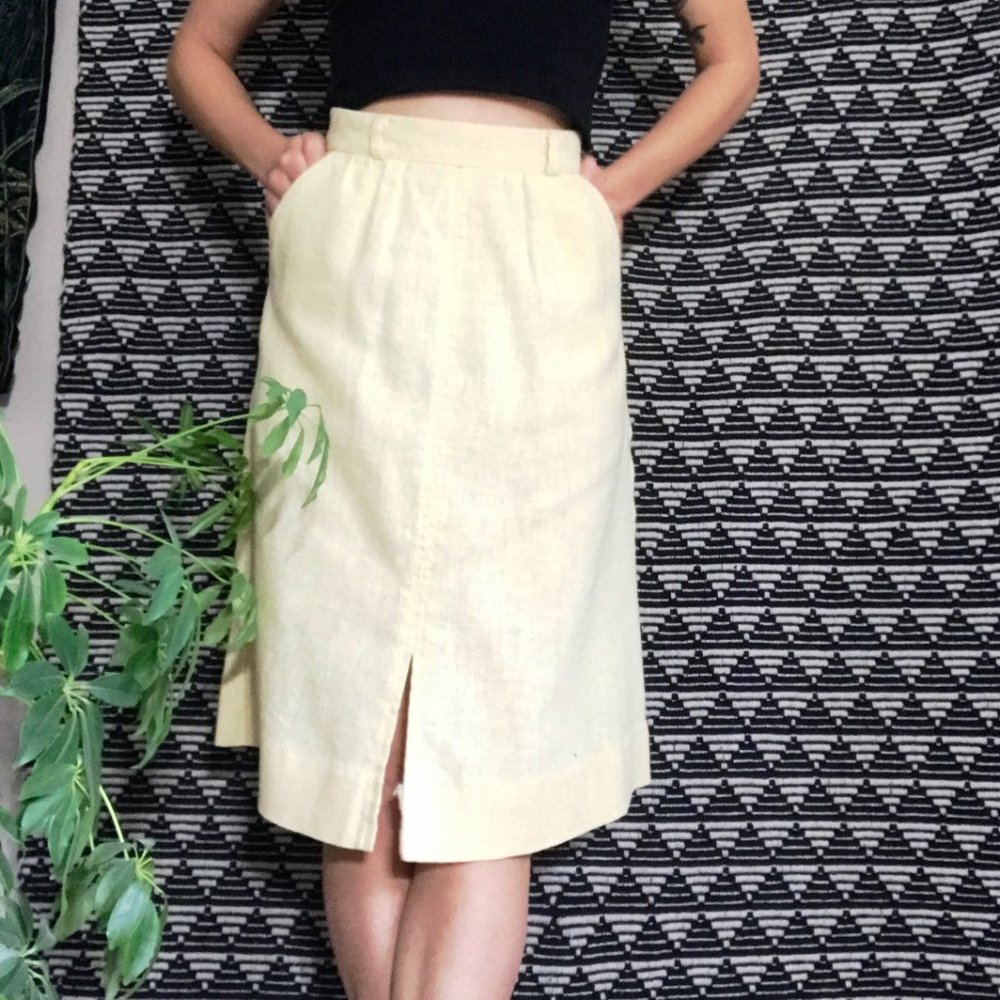 vtg Linen A-line skirt - Picture 4 of 14